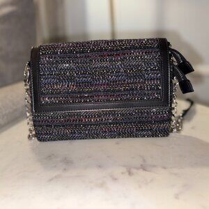 White House Black Market Black Tweed Clutch Crossbody (NWOT)